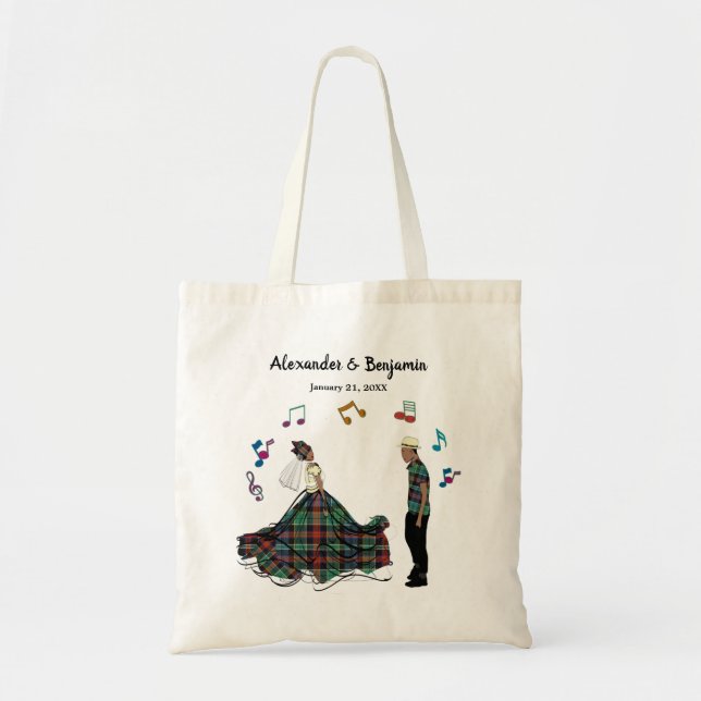 Bolso De Tela Novia Y Groom Elegant Wedding Dance Personaliza (Frente)
