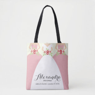 Bolso De Tela Novia y su tote del banquete de boda de las damas