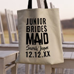 Bolso De Tela Novialidad Junior Noviaria Boda Tote Bag<br><div class="desc">Añade el nombre de su dama de honor o de la dama de honor a este audaz tote boda. Perfecto para recibir todos sus regalos de "gracias por ser mi dama de honor/novio". (¡mira mi tienda para más!)</div>