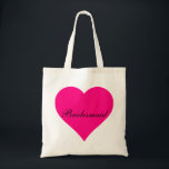 Bolso De Tela Noviaria de Corazón Rosa<br><div class="desc">Este nombre personalizado monograma lindo mochila de teta vintage es la mejor idea de regalo para novias y damas de honor en bodas.</div>