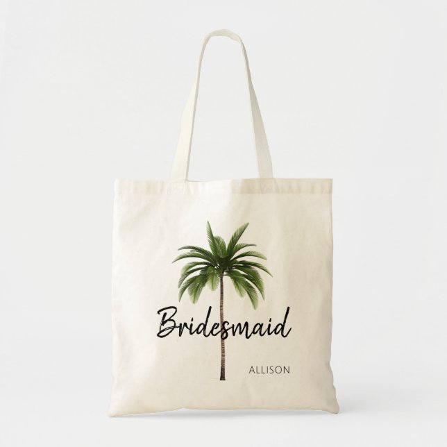 Bolso De Tela Noviaria de la boda Palm Tree personalizada (Frente)