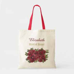 Bolso De Tela Noviaria Floral Roja Bouquet Bridal Bridesmaid con