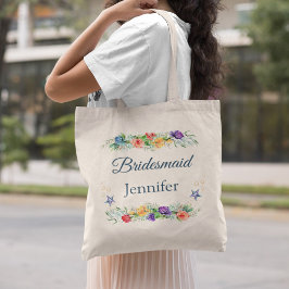 Bolso De Tela Noviaria personalizada Floral Beach Wedding