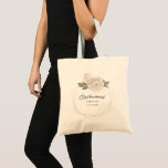 Bolso De Tela Noviaria Rosa   de Oro Boda<br><div class="desc">Sorprenda su fiesta de novias con esta hermosa bolsa de tetas que incluye "Novia (u otro título de fiesta nupcial) en una letra de guión y la fecha de su boda enmarcada por un rosa blanco vintage y un marco geométrico falso dorado. Perfecto para llevar zapatos, ropa boda y más...</div>