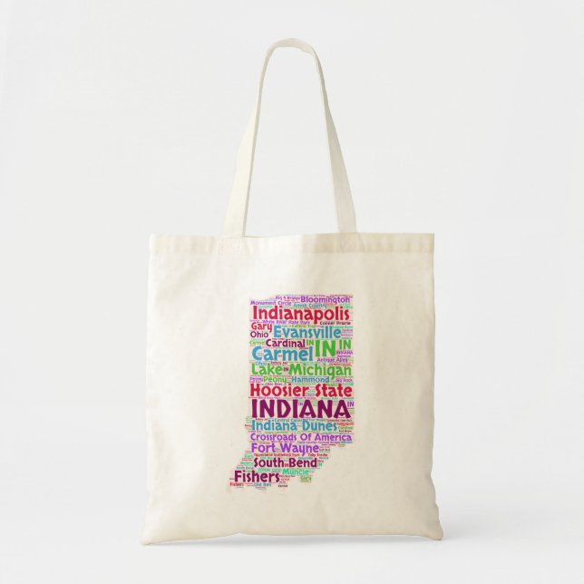 Bolso De Tela Nube de la palabra de Indiana (Frente)