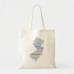 Bolso De Tela Nube de la palabra de New Jersey