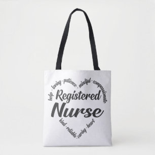 Bolso De Tela Nube de palabras de corazón de enfermera registrad