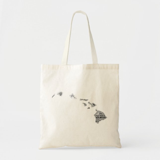 Bolso De Tela Nube de palabras del estado hawaiano (Frente)