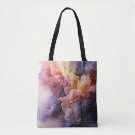 Bolso De Tela Nube Floral Lavanda Abstracta Paisaje Tinta