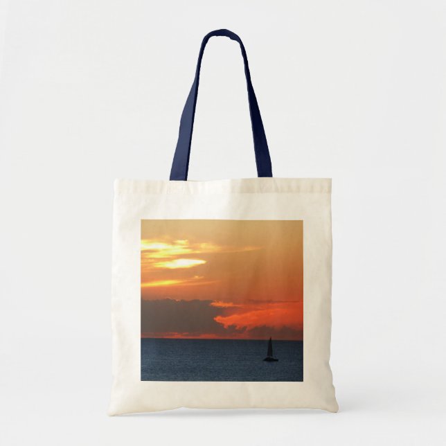 Bolso De Tela Nubes de atardecer y navegación marítima (Frente)