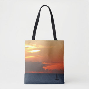 Bolso De Tela Nubes de atardecer y navegación marítima