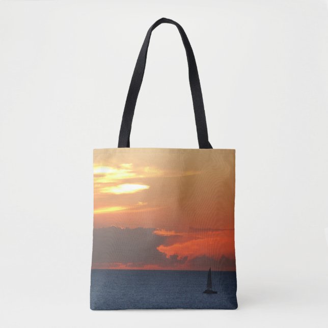 Bolso De Tela Nubes de atardecer y navegación marítima (Anverso)