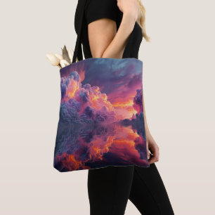 Bolso De Tela Nubes de puesta de sol surrealistas y brillantes r