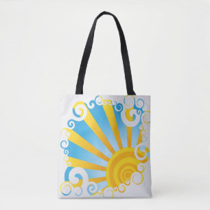 Bolso De Tela Nubes Giratorias Sobre Estallido de Sol