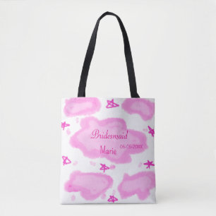 Bolso De Tela nubes rosadas estrellas pastel dama de honor femen