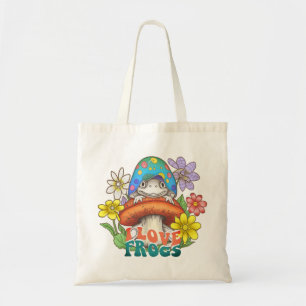 Bolso De Tela Núcleo de algodón me encantan los hongos de las ra