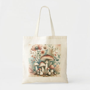 Bolso De Tela Núcleo del algodón Hongos y flores vintage