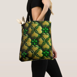 BOLSO DE TELA NUDOS CÉLTICOS IRLANDESES VERDES Y DORADOS