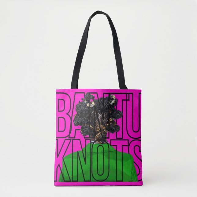 Bolso De Tela Nudos de bantú en rosa y verde (Anverso)