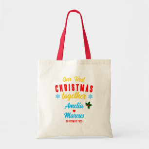 Bolso De Tela Nuestra primera Navidad juntos, copos de nieve