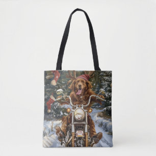 Bolso De Tela Nueva Escocia Perro Montando Motocicleta Navidad
