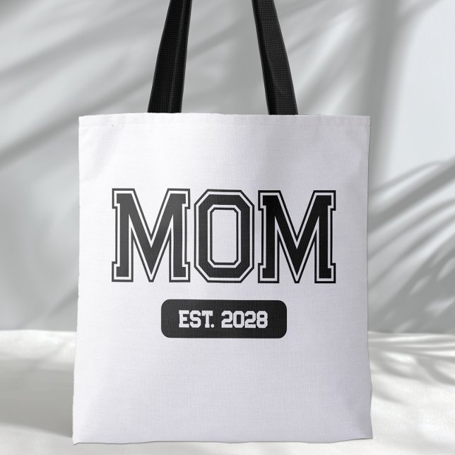 Bolso De Tela Nueva Fecha Personalizada Nueva Mamá (Mom Est. Tote Bag)
