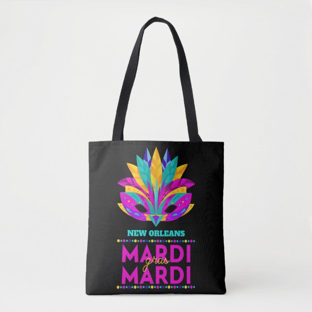 Bolso De Tela Nueva Orleans Mardi Gras Mask Tote Bag (Anverso)