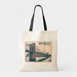 Bolso De Tela Nueva York Brooklyn Bridge Skyline Bold Retro Trav