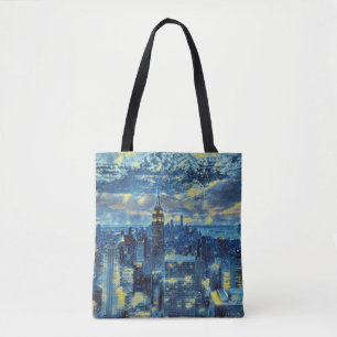 Bolso De Tela Nueva York City Skyline Van Gogh Starry Night Art