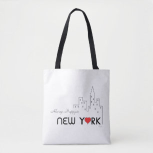 Bolso De Tela Nueva York, Manhattan, Black Stripes, Guay