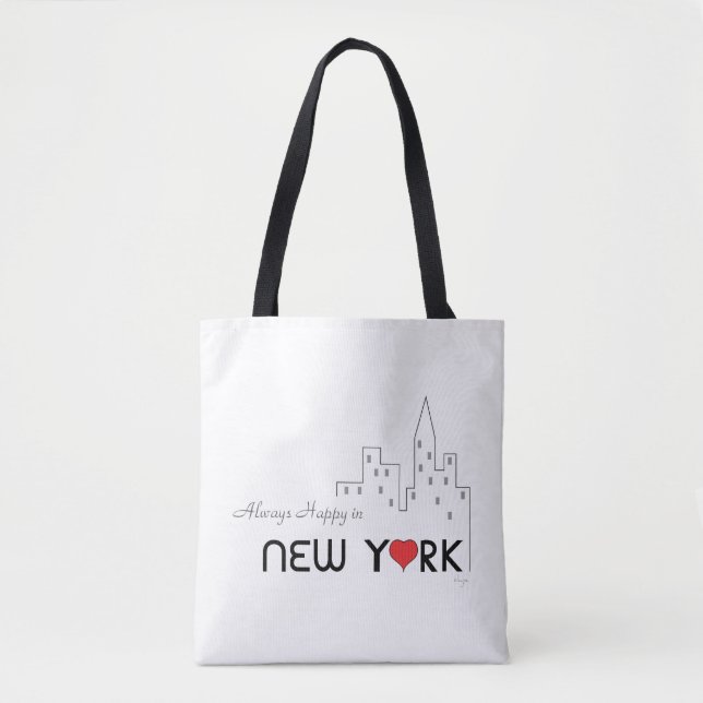Bolso De Tela Nueva York, Manhattan, Black Stripes, Guay (Anverso)