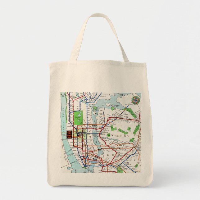 Bolso De Tela Nueva York: Mapa del subterráneo, 1940 (Frente)