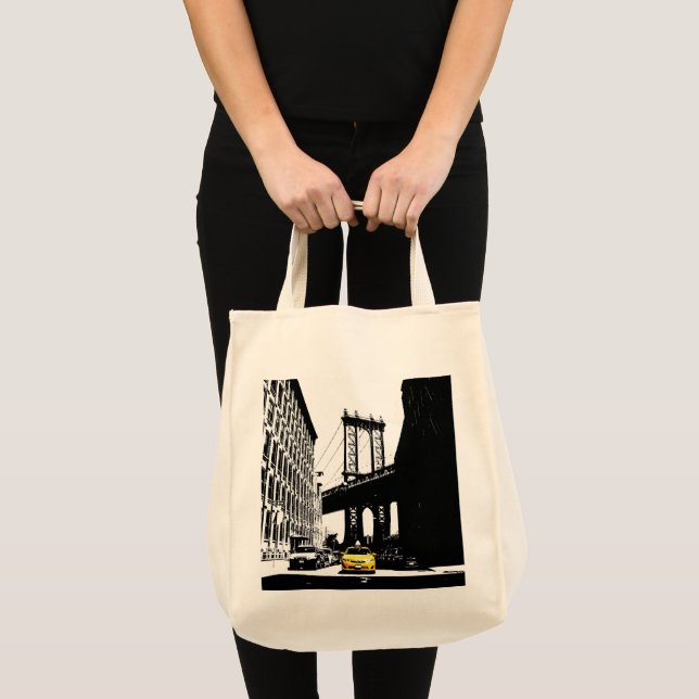 Bolso De Tela Nueva York moderna Nyc Brooklyn Bridge Taxi (Anverso (producto))