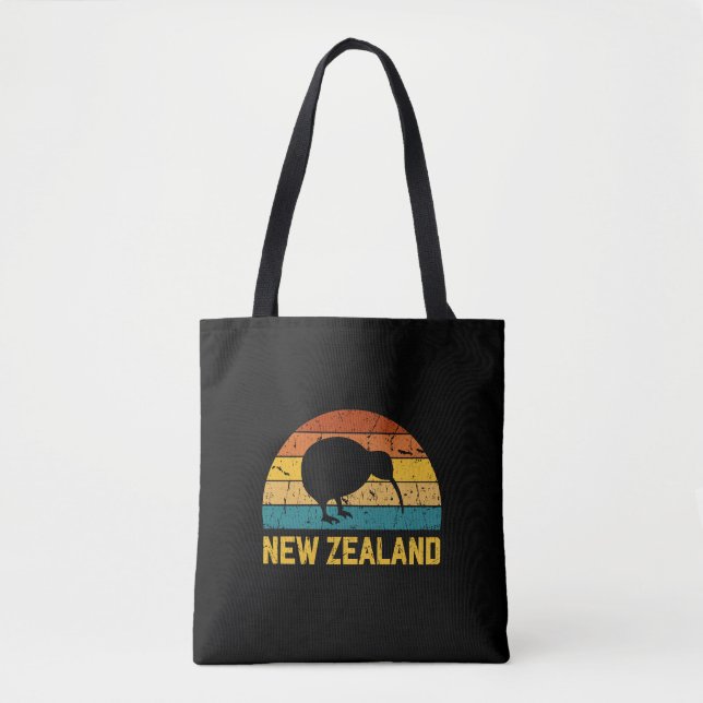 Bolso De Tela Nueva Zelanda Kiwi Retro  (Anverso)