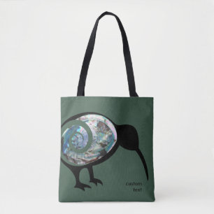 BOLSO DE TELA NUEVA ZELANDIA KIWI BIRD PAUA VERDE NEGRO FERN KOR