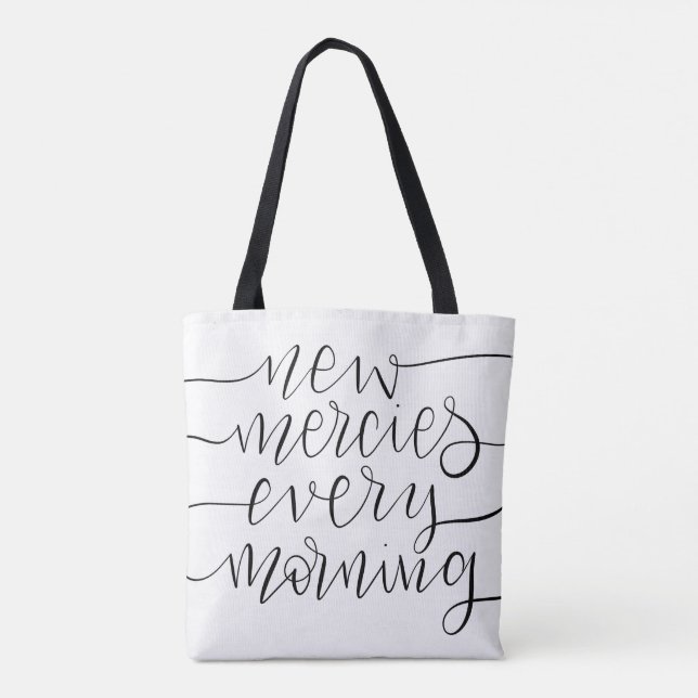 Bolso De Tela Nuevas alegrías cada mañana - letras cristianas (Reverso)