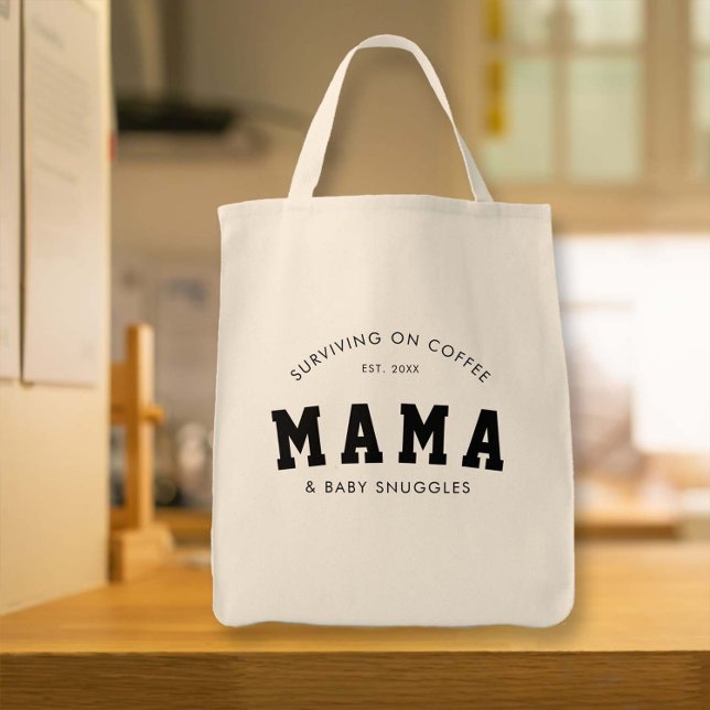 Bolso De Tela Nuevo café madre huele un regalo divertido a mamá (funny grocery bag gift for new mother postpartum mom joke humor humorous)
