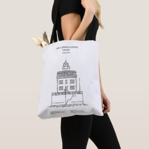 Bolso De Tela Nuevo faro de London Ledge - Connecticut - BD