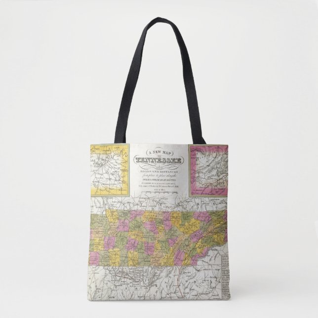Bolso De Tela Nuevo mapa de Tennessee (Anverso)
