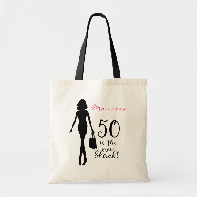 Bolso De Tela Nuevo regalo negro de cumpleaños número 50 (Frente)