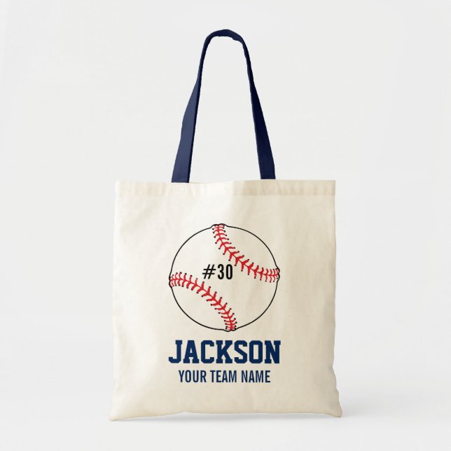 Bolso De Tela Número conocido del equipo del jugador de béisbol (Frente)