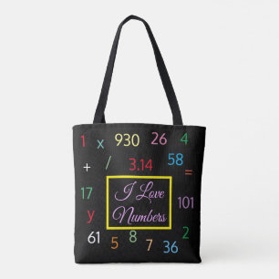 Bolso De Tela Números para siempre: Negro