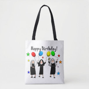 Bolso De Tela Nun Happy Birthday White