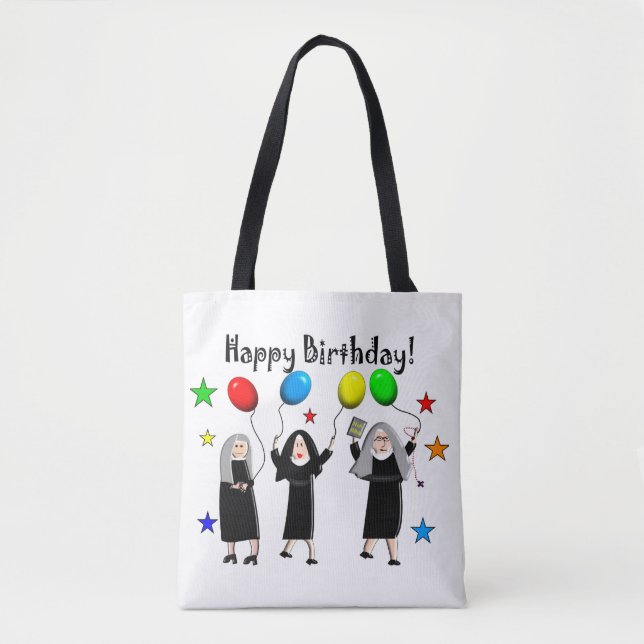 Bolso De Tela Nun Happy Birthday White (Anverso)