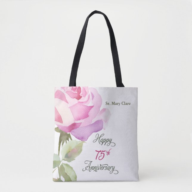 Bolso De Tela Nun Personalize 75th Anniversary Pink Rose (Anverso)