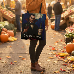 Bolso De Tela "Nunca Bebí... vino" Humor de terror de vampiro