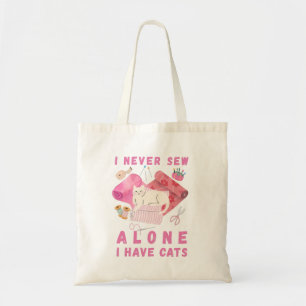 Bolso De Tela Nunca Coso Sola Tengo Gatos - Un Gato Cosido