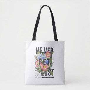 Bolso De Tela Nunca se pierda el lema floral