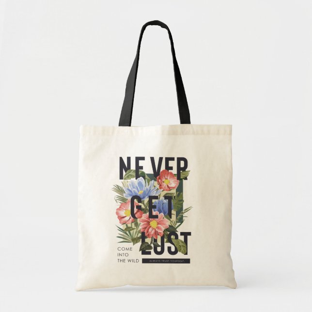 Bolso De Tela Nunca se pierda el lema floral (Frente)