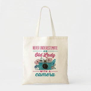 Bolso De Tela Nunca subestimes a una anciana con cámara